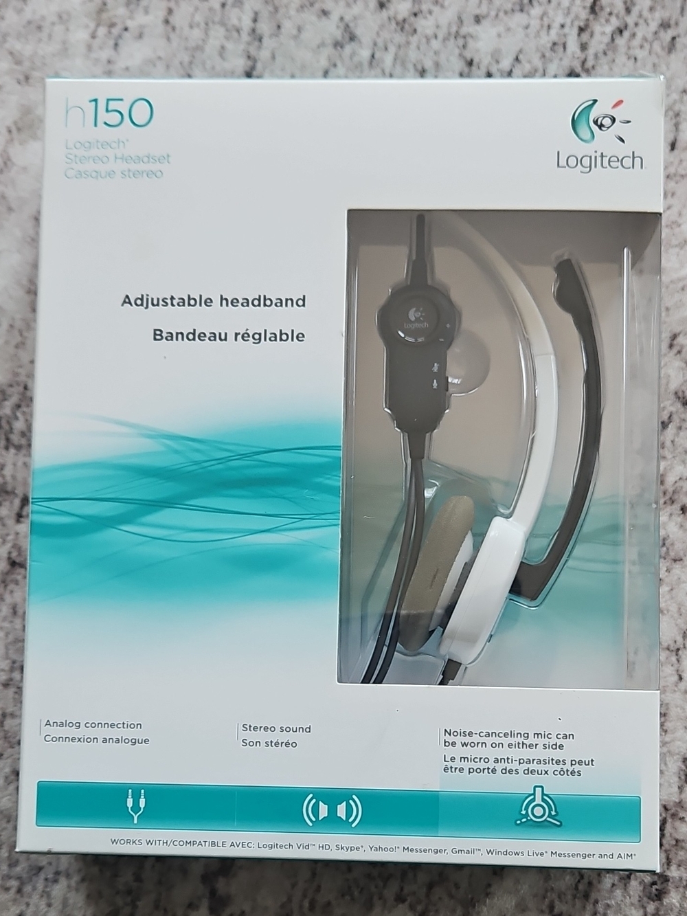 Logitech Stereo Headset in White and Teal Accents